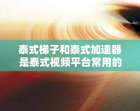 泰式梯子和泰式加速器是泰式视频平台常用的工具，以下是它们的详细解释和使用指南