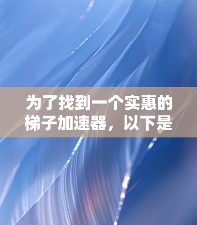 为了找到一个实惠的梯子加速器，以下是一些推荐选项，综合考虑价格、功能和用户评价