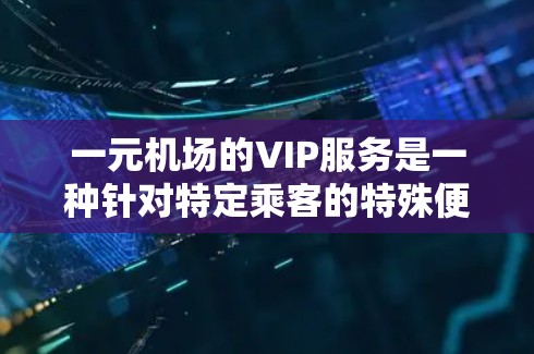 一元机场的VIP服务是一种针对特定乘客的特殊便利，旨在提高机场的效率和用户体验。以下是对这一服务的详细介绍