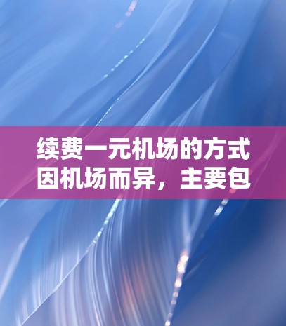 续费一元机场的方式因机场而异，主要包括自动续费和手动续费两种。以下是详细的指南