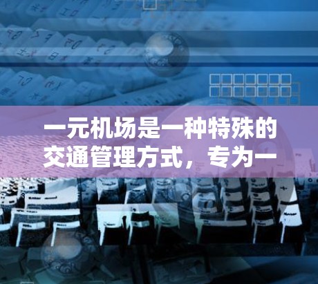 一元机场是一种特殊的交通管理方式，专为一个特定的地点（如一个机场、一个城市内的交通管理区域）设计，专注于其交通管理。以下是对一元机场的详细分析