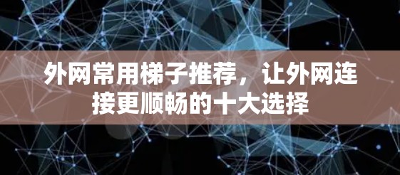外网常用梯子推荐,让外网连接更顺畅的十大选择 外网常用梯子推荐,让外网连接更顺畅的十大选择