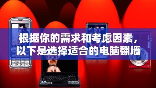根据你的需求和考虑因素，以下是选择适合的电脑翻墙软件的建议