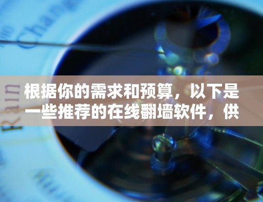 根据你的需求和预算，以下是一些推荐的在线翻墙软件，供你选择