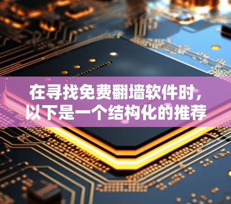 在寻找免费翻墙软件时，以下是一个结构化的推荐列表，帮助你做出选择
